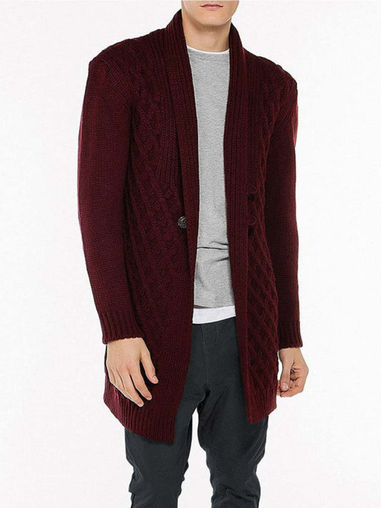 The Project Garments Two Button Shawl Collar Wool Blend Cardigan Burgundy