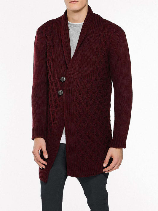 The Project Garments Two Button Shawl Collar Wool Blend Cardigan Burgundy