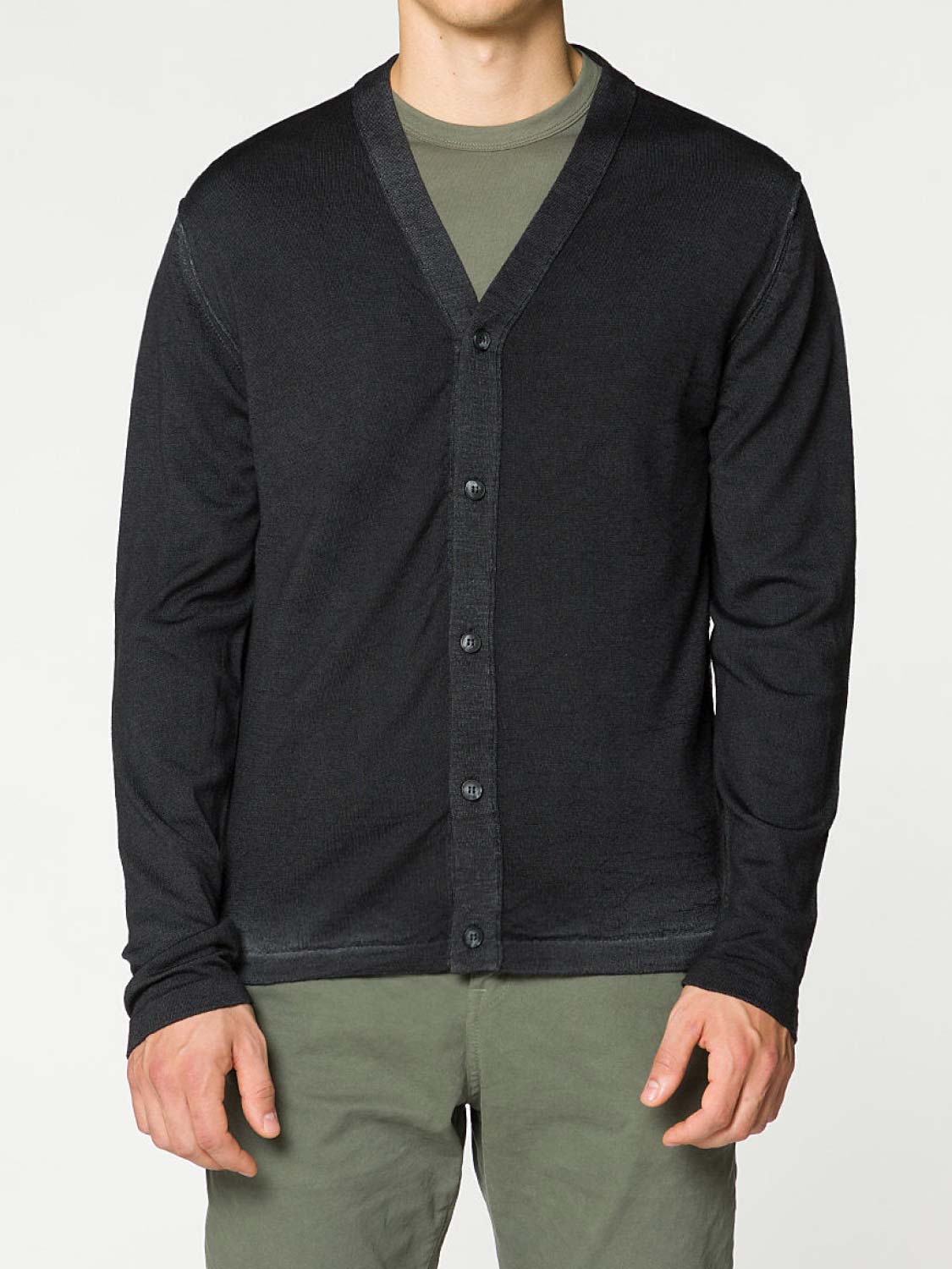 Oil Wash Virgin Wool Cardigan Black | B