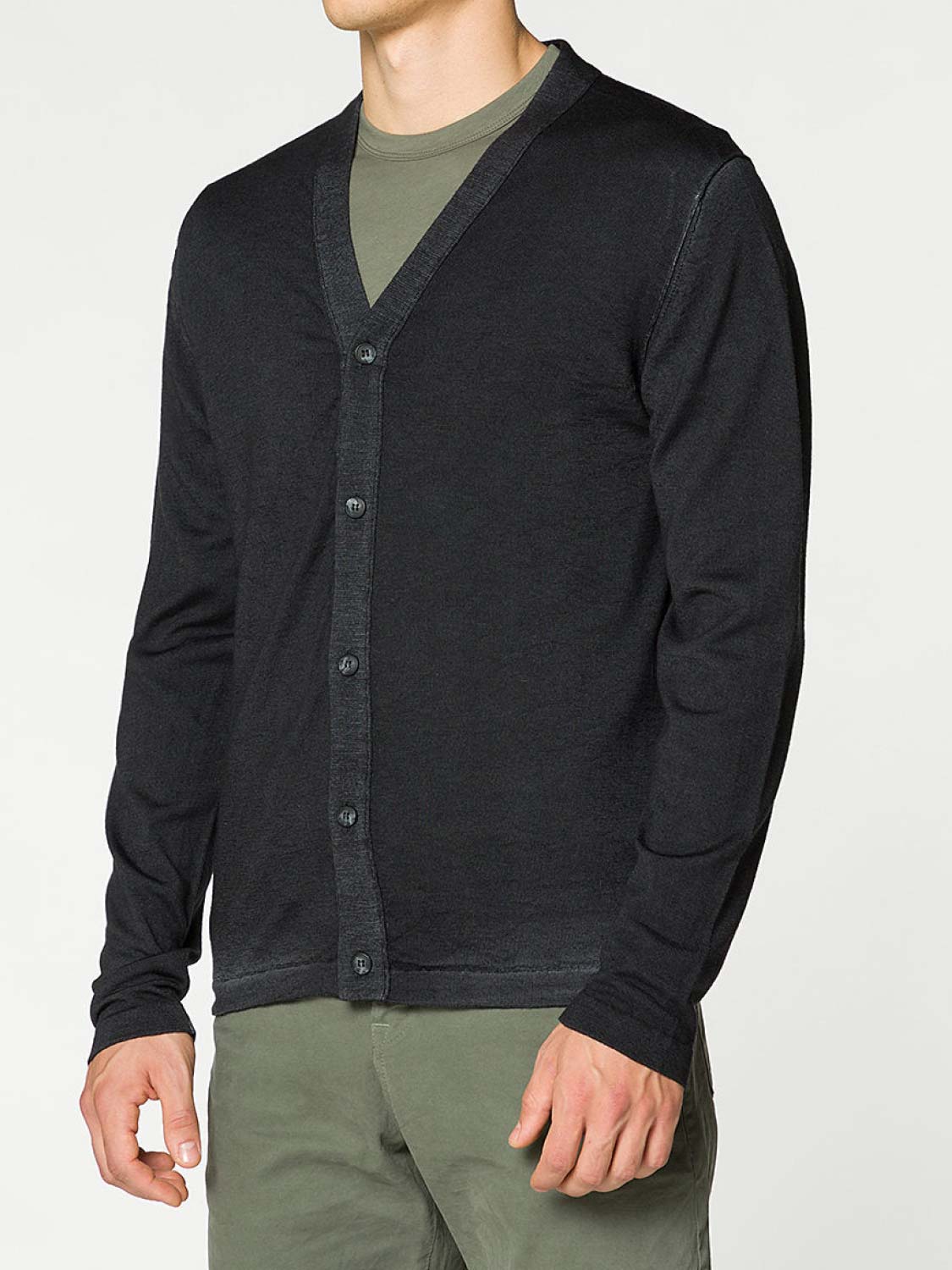 Oil Wash Virgin Wool Cardigan Black | D