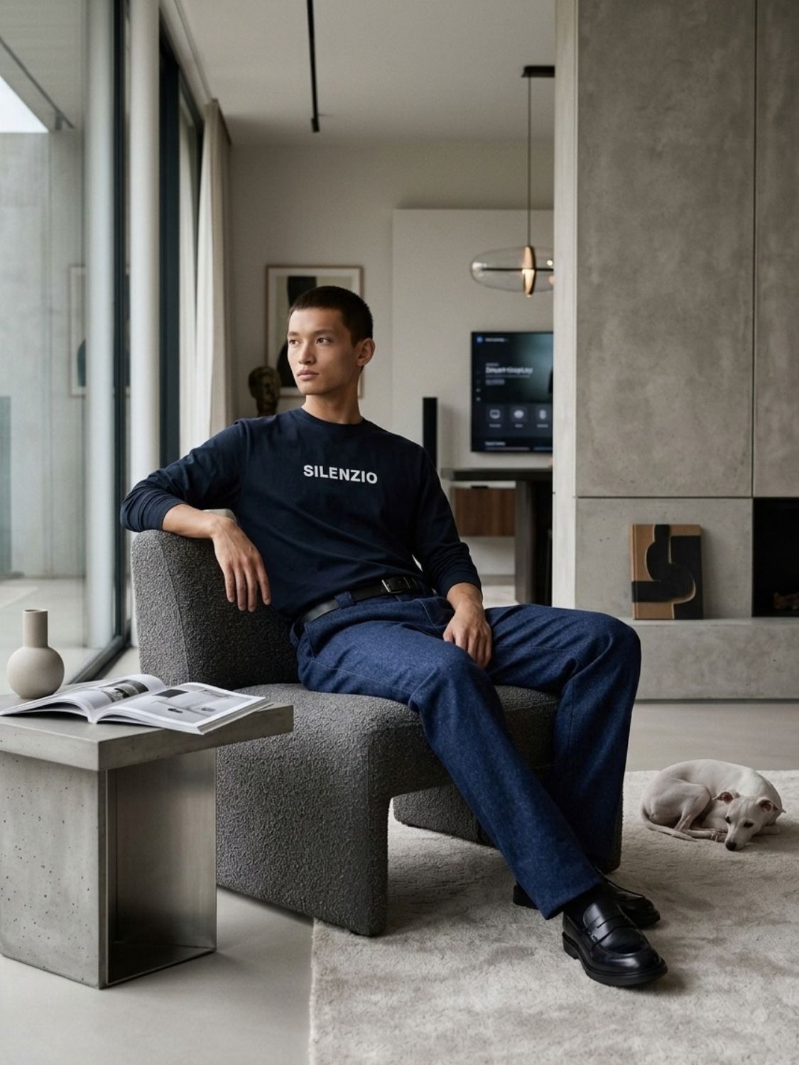 Aspesi Silenzio Long Sleeved T-Shirt Navy