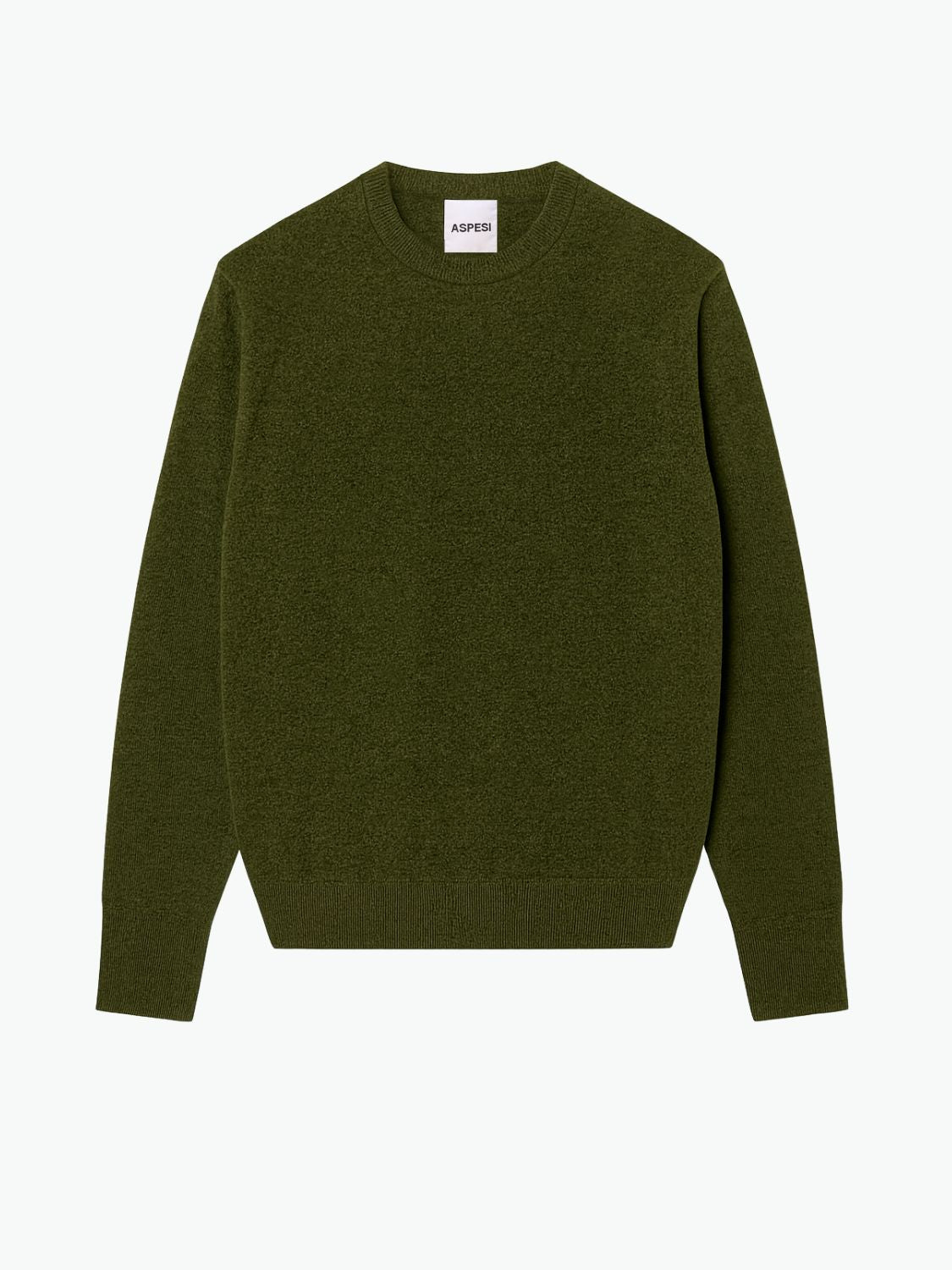 Aspesi Wool Crew Neck Sweater Military