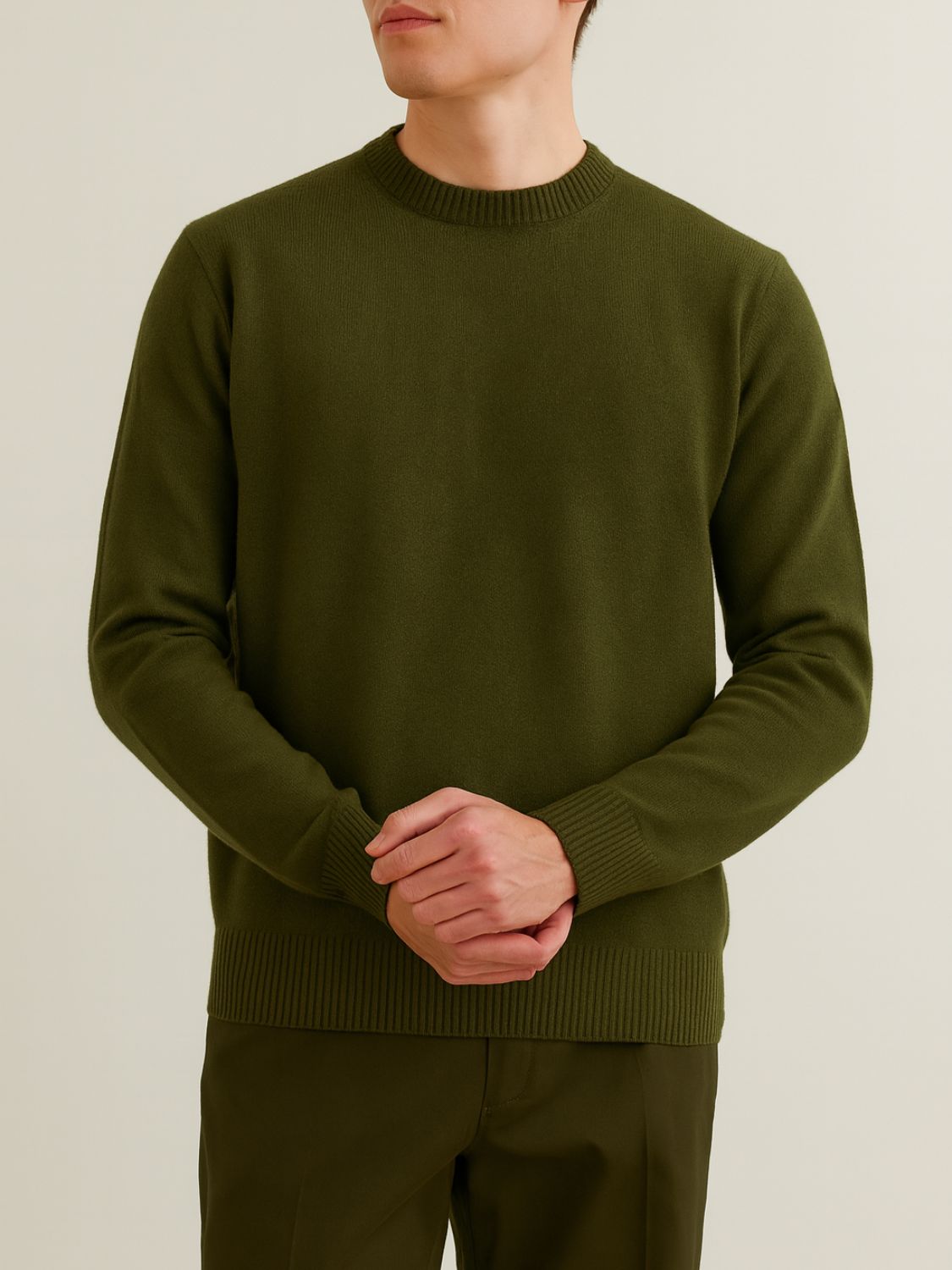 Aspesi Wool Crew Neck Sweater Military