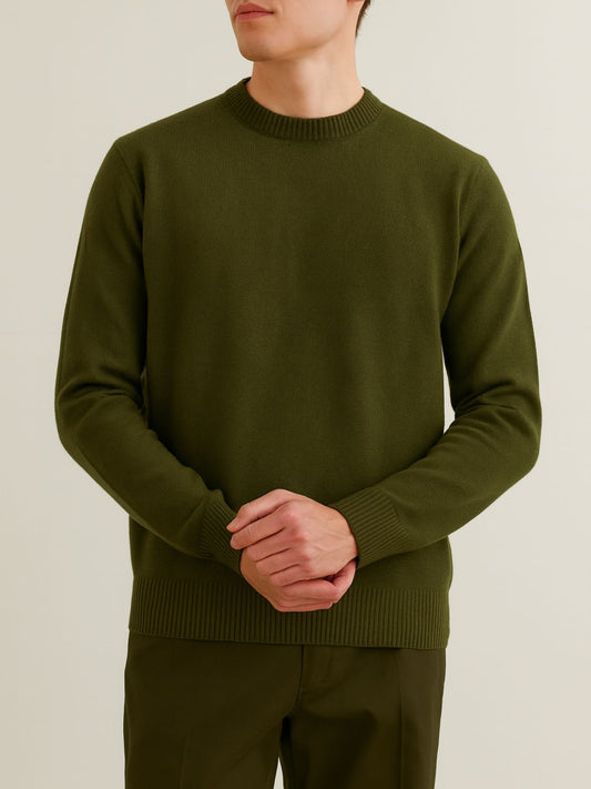 Aspesi Wool Crew Neck Sweater Military