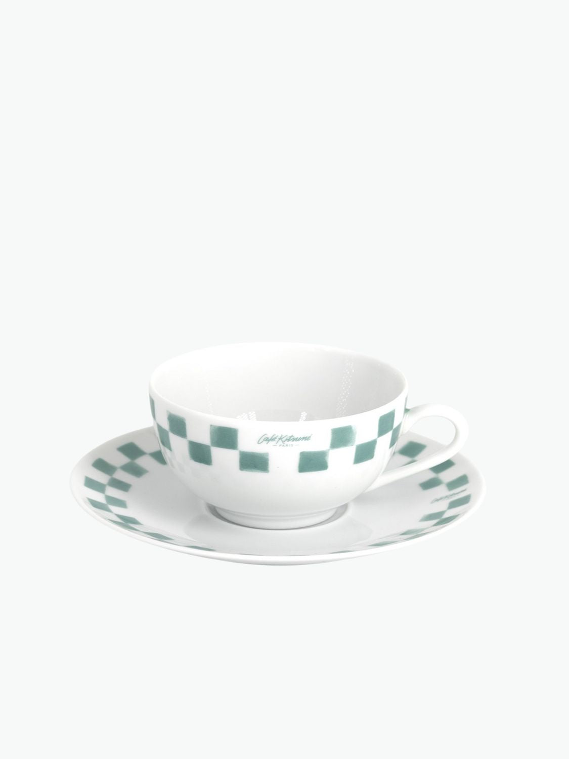 Maison Kitsune Cafe Kitsune Checkerboard Porcelain Cup And Saucer