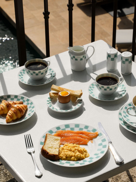 Maison Kitsune Cafe Kitsune Checkerboard Porcelain Cup And Saucer