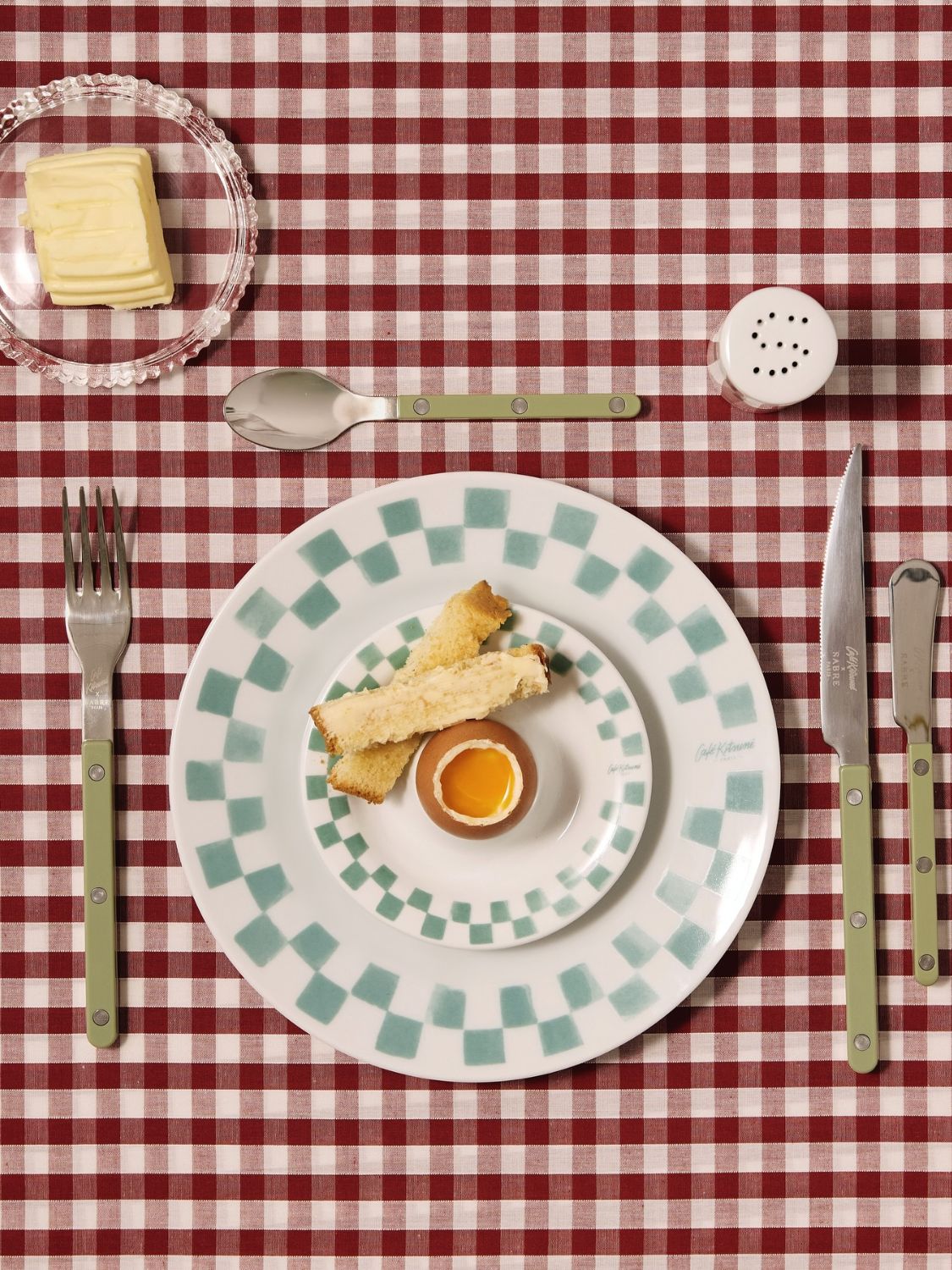 Maison Kitsune Cafe Kitsune Checkerboard Porcelain Egg Cup