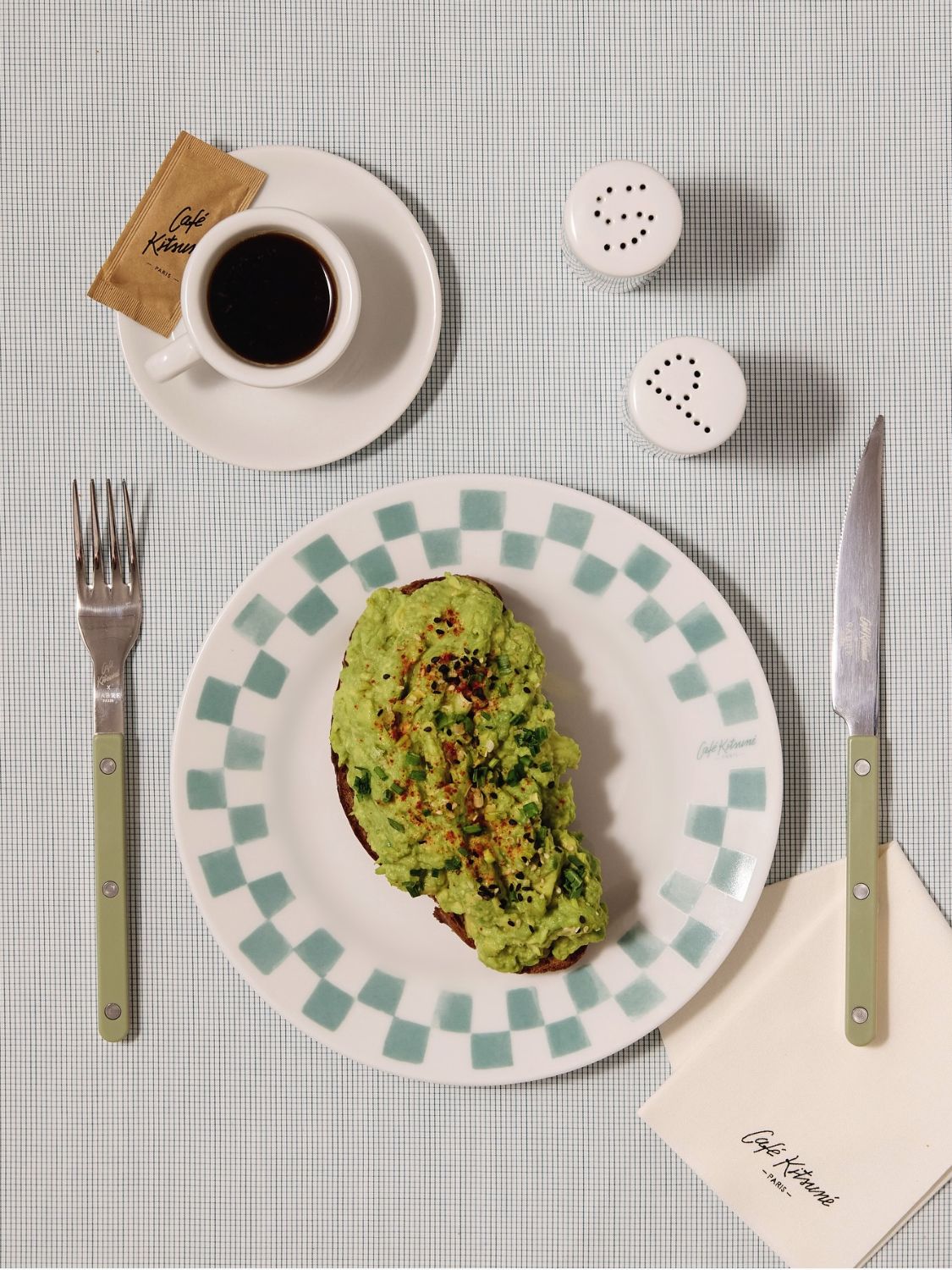 Maison Kitsune Cafe Kitsune Checkerboard Porcelain Salt and Pepper