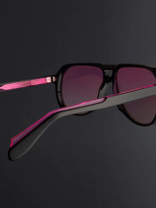 Cutler and Gross 9782 Aviator Sunglasses Black on Pink