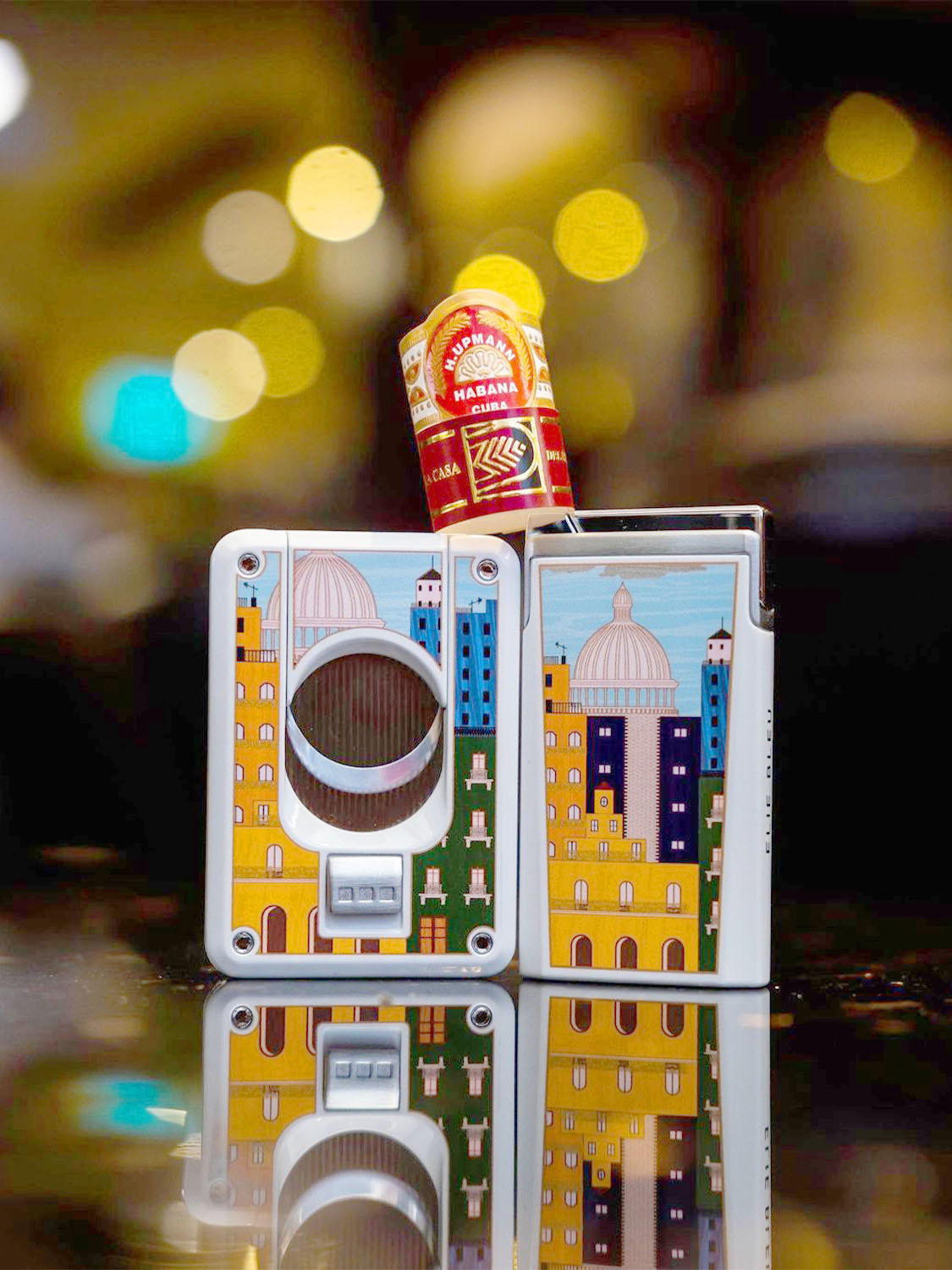 Elie Bleu Casa Cubana Capitol White Double Blade Cigar Cutter