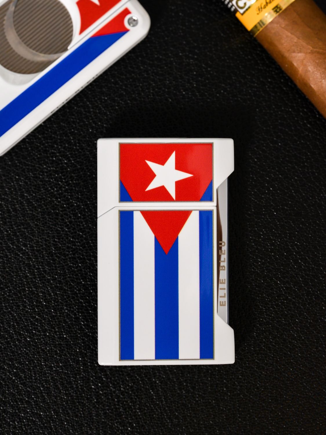 Elie Bleu Plano Cuban Flag Pocket Lighter