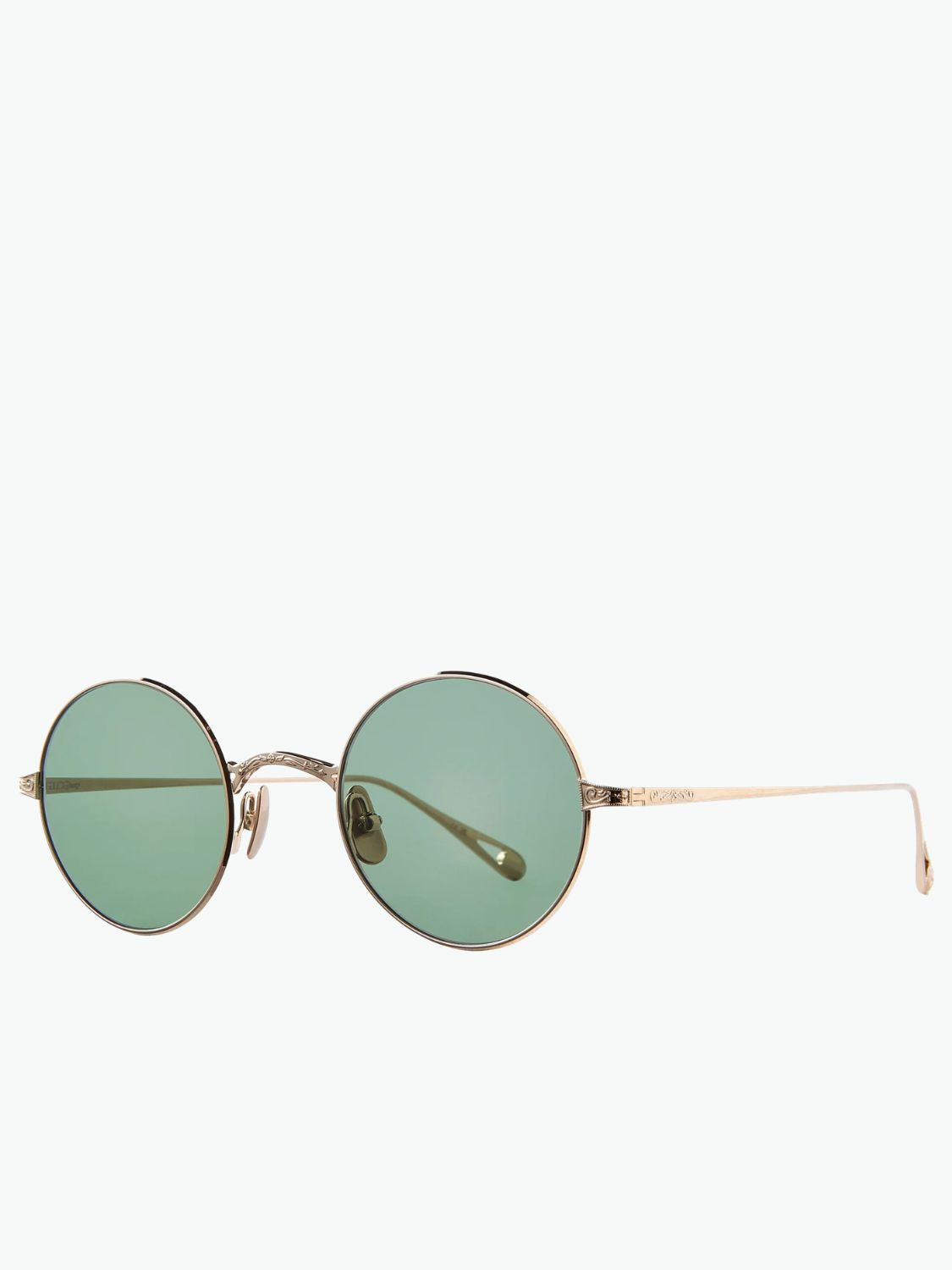 Garrett Leight X Ozzy Sunglasses 12K White Gold Semi-Flat Veridian