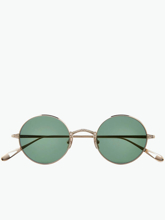 Garrett Leight X Ozzy Sunglasses 12K White Gold Semi-Flat Veridian