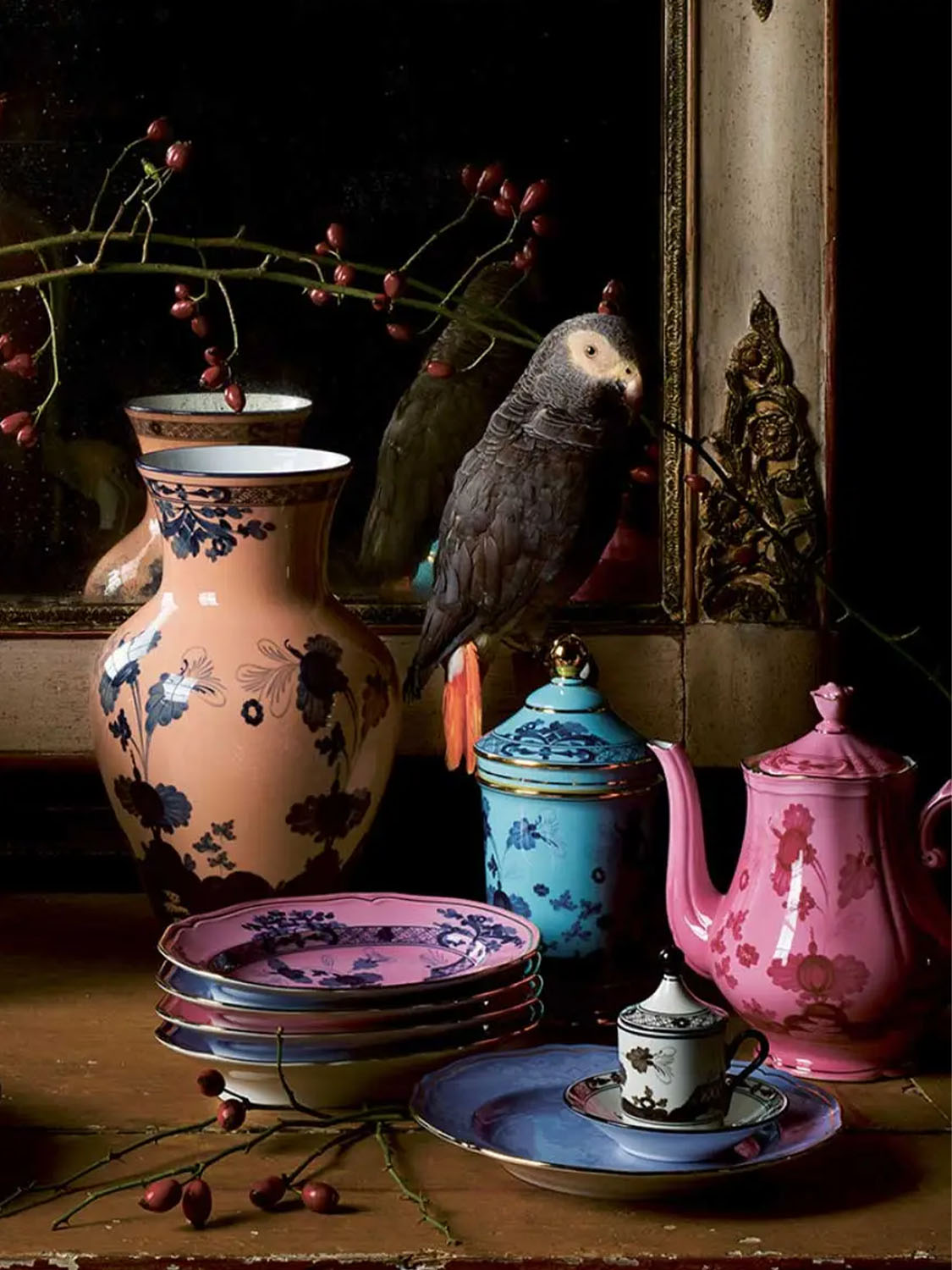 Ginori 1735 Teapot Oriente Italiano Vermiglio