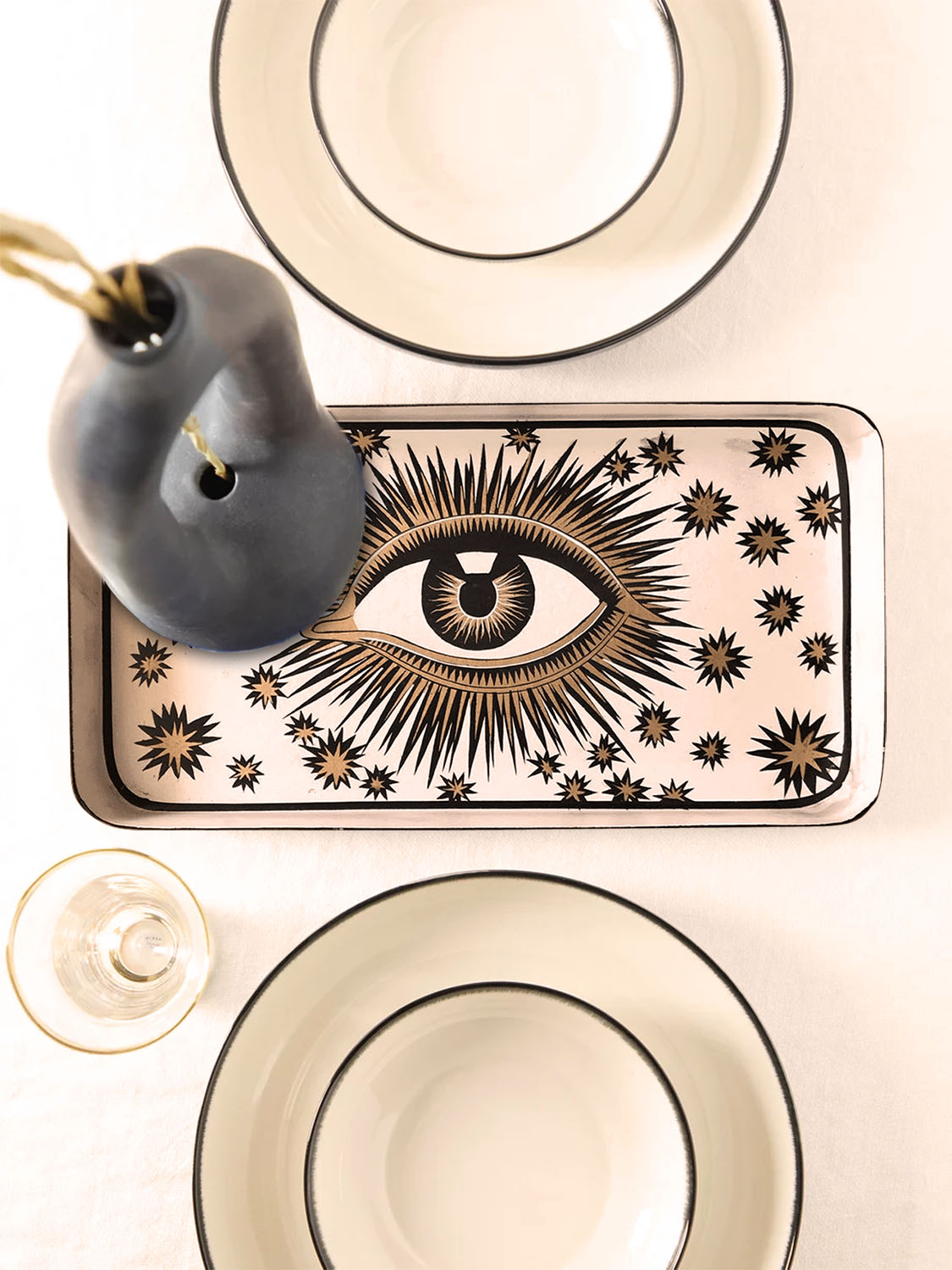 Les Ottomans Eye Hand-Painted Iron Tray