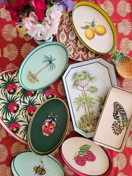 Les Ottomans Flora Hand-Painted Iron Tray
