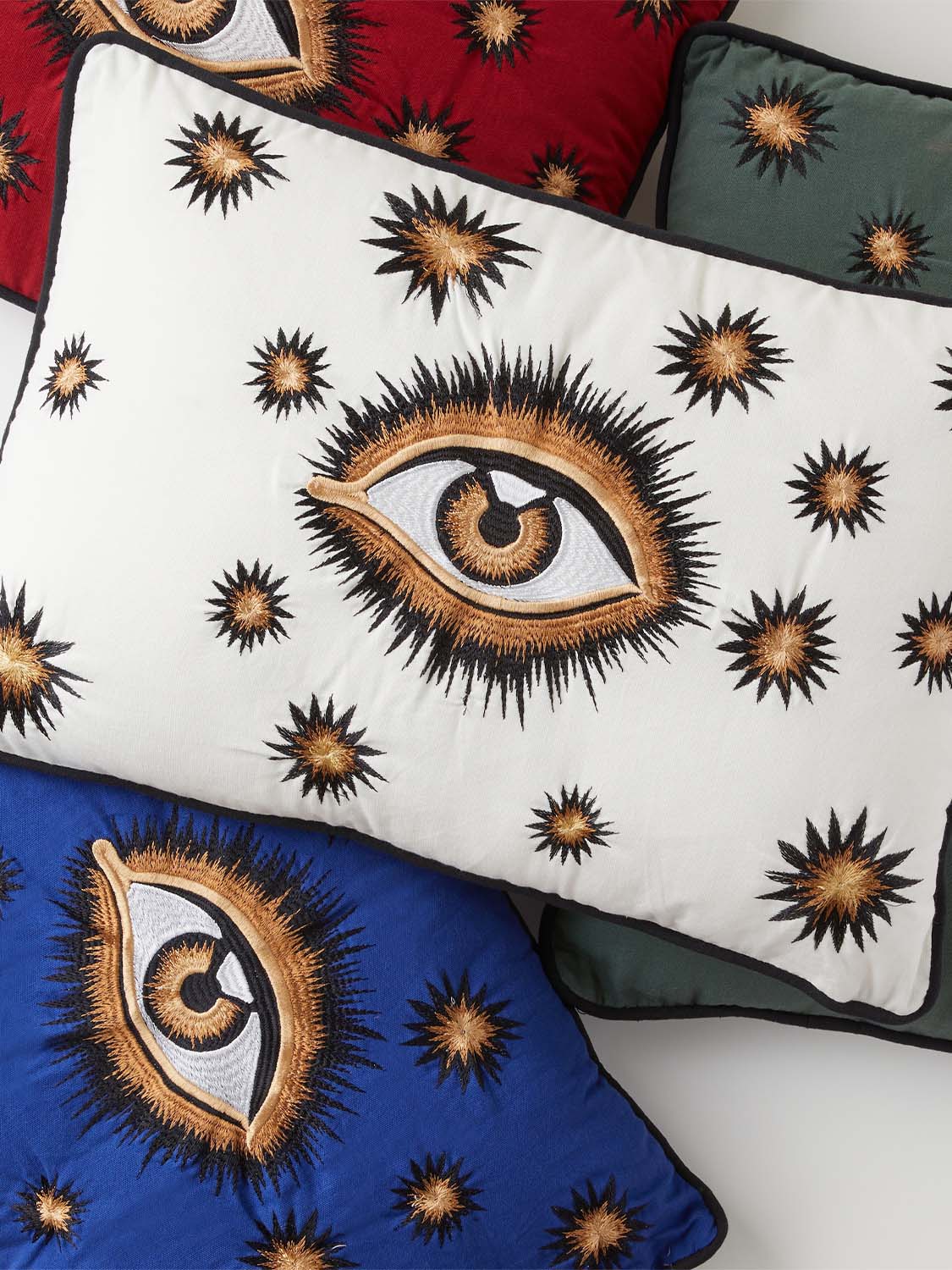 Les Ottomans Eye Hand-Embroidered Cushion