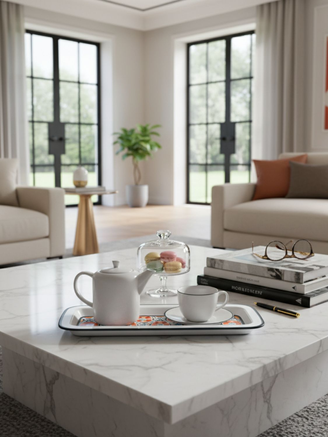 Δίσκος Les Ottomans Iron Tray Ikat White