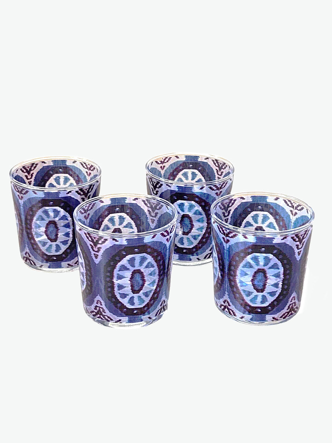 Les Ottomans Ikat Glasses Blue Set Of Four