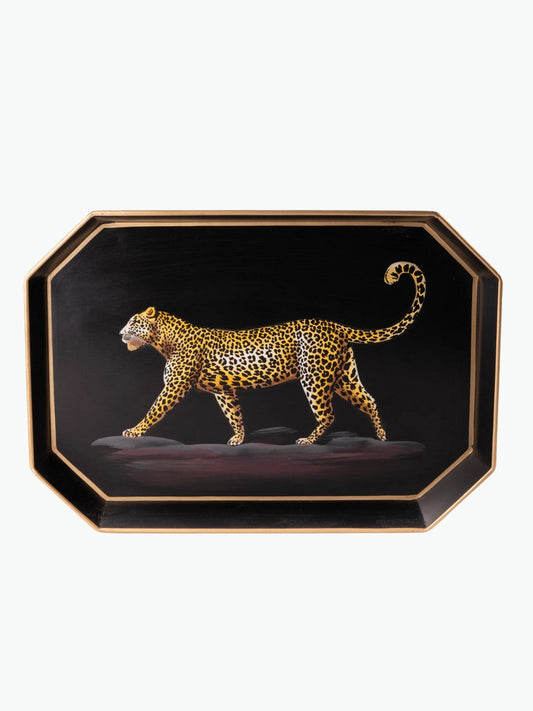 Les Ottomans Leopard Hand-Painted Iron Tray