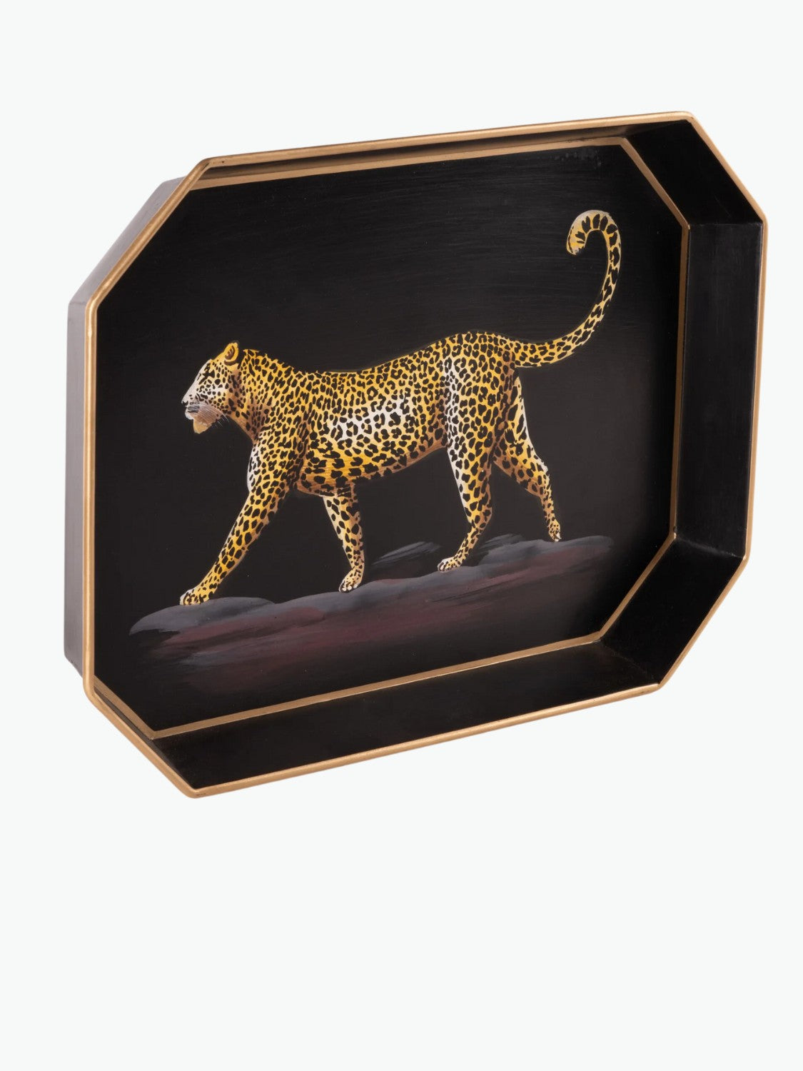 Les Ottomans Leopard Hand-Painted Iron Tray