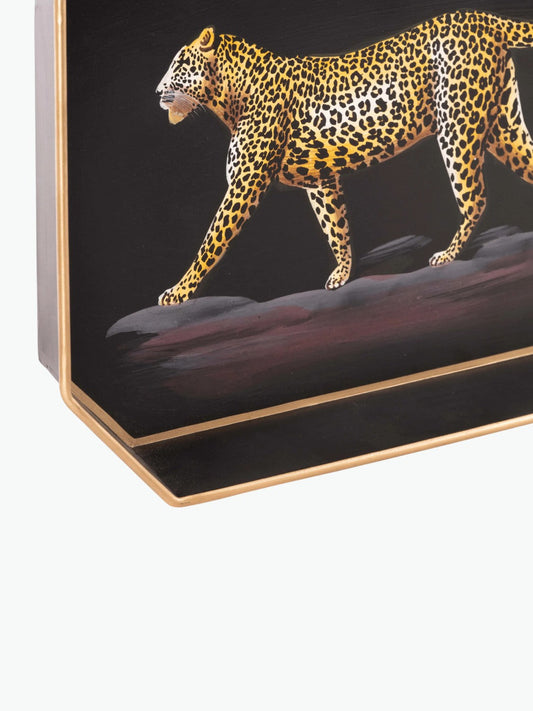 Les Ottomans Leopard Hand-Painted Iron Tray
