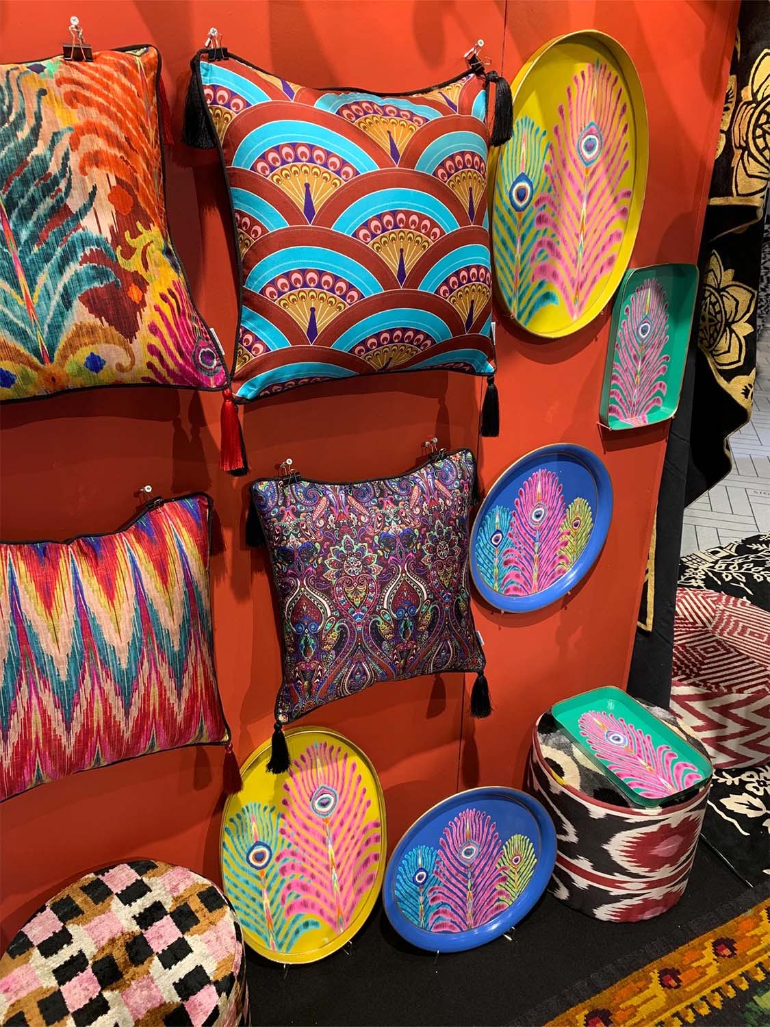 Matthew Williamson X Les Ottomans Peacock Silk Cushion