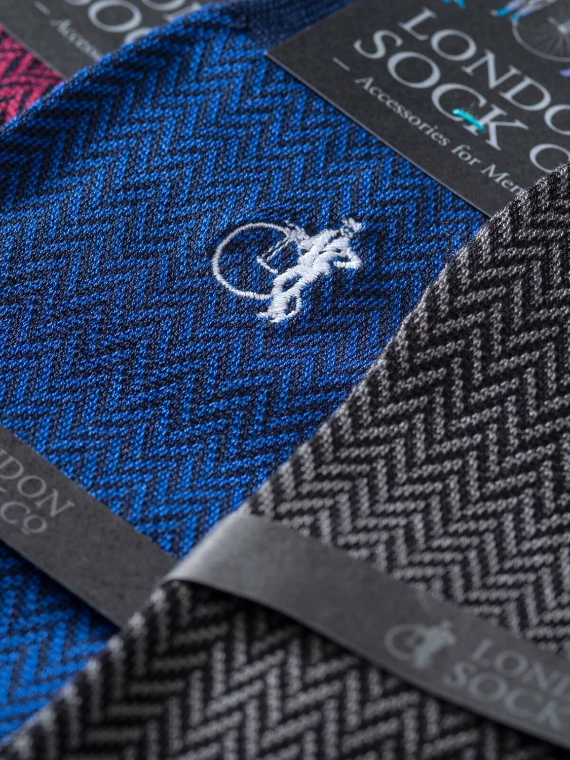 London Sock Co Bond St. Herringbone Socks Herringbone Blue