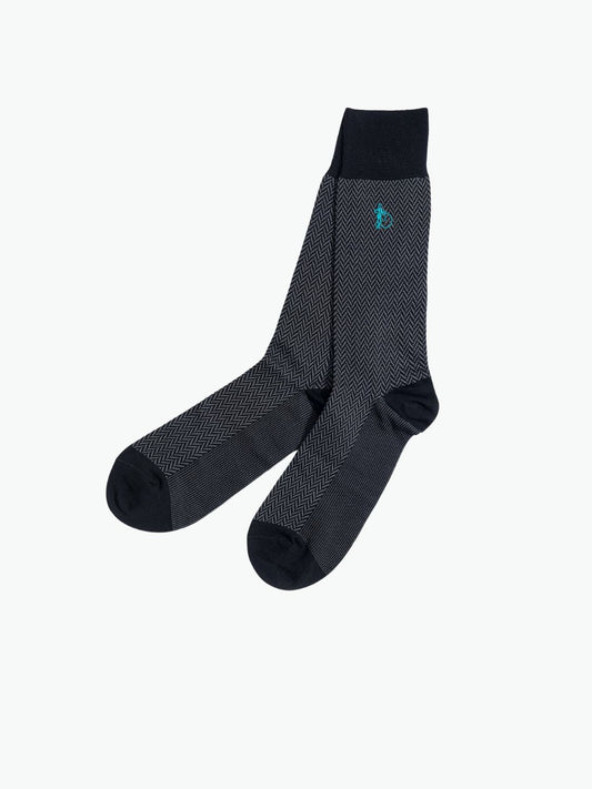 London Sock Co Herringbone Grey Socks