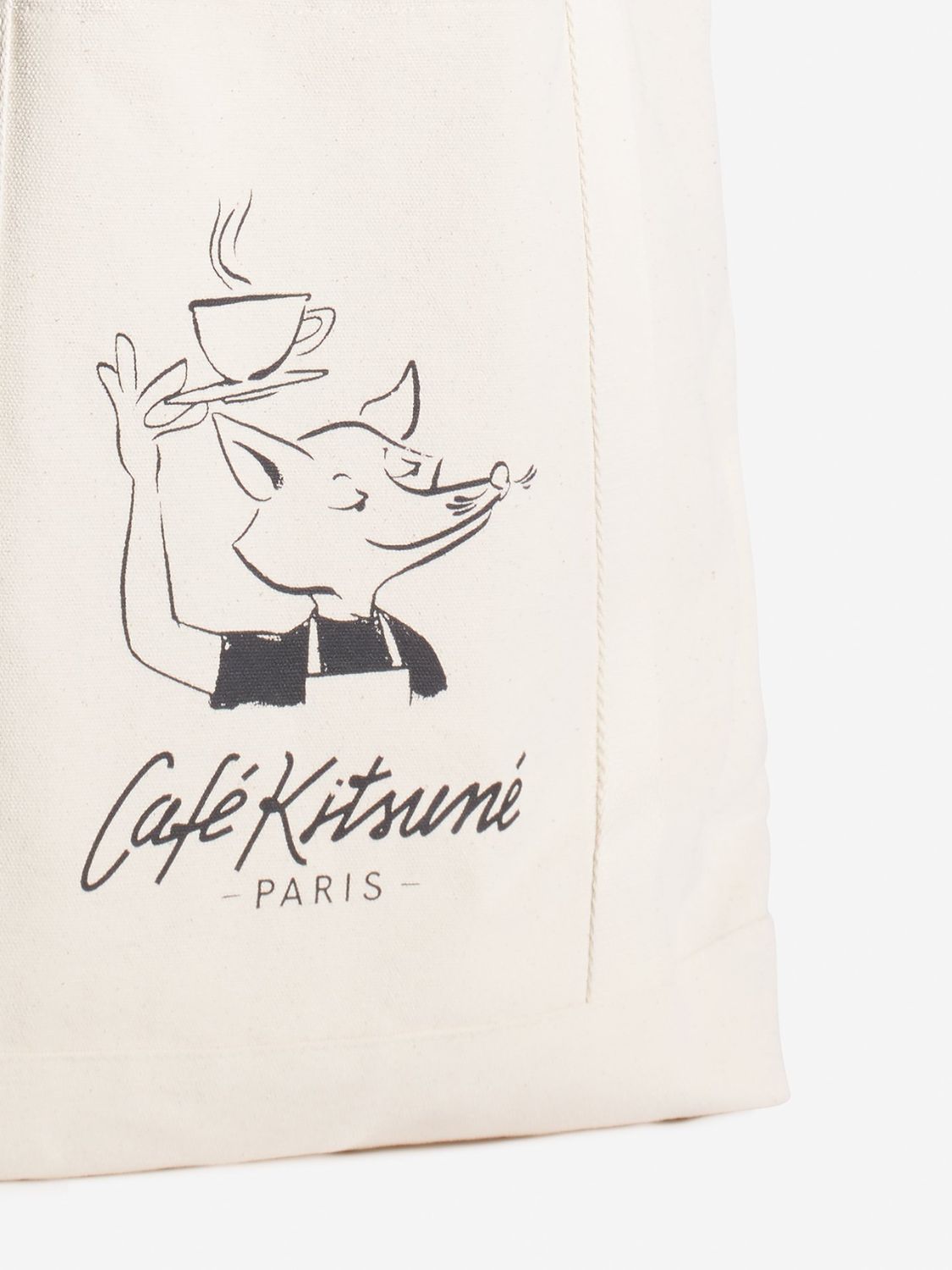 Maison Kitsune Cafe Kitsune Barista Fox Tote Bag Tapioca