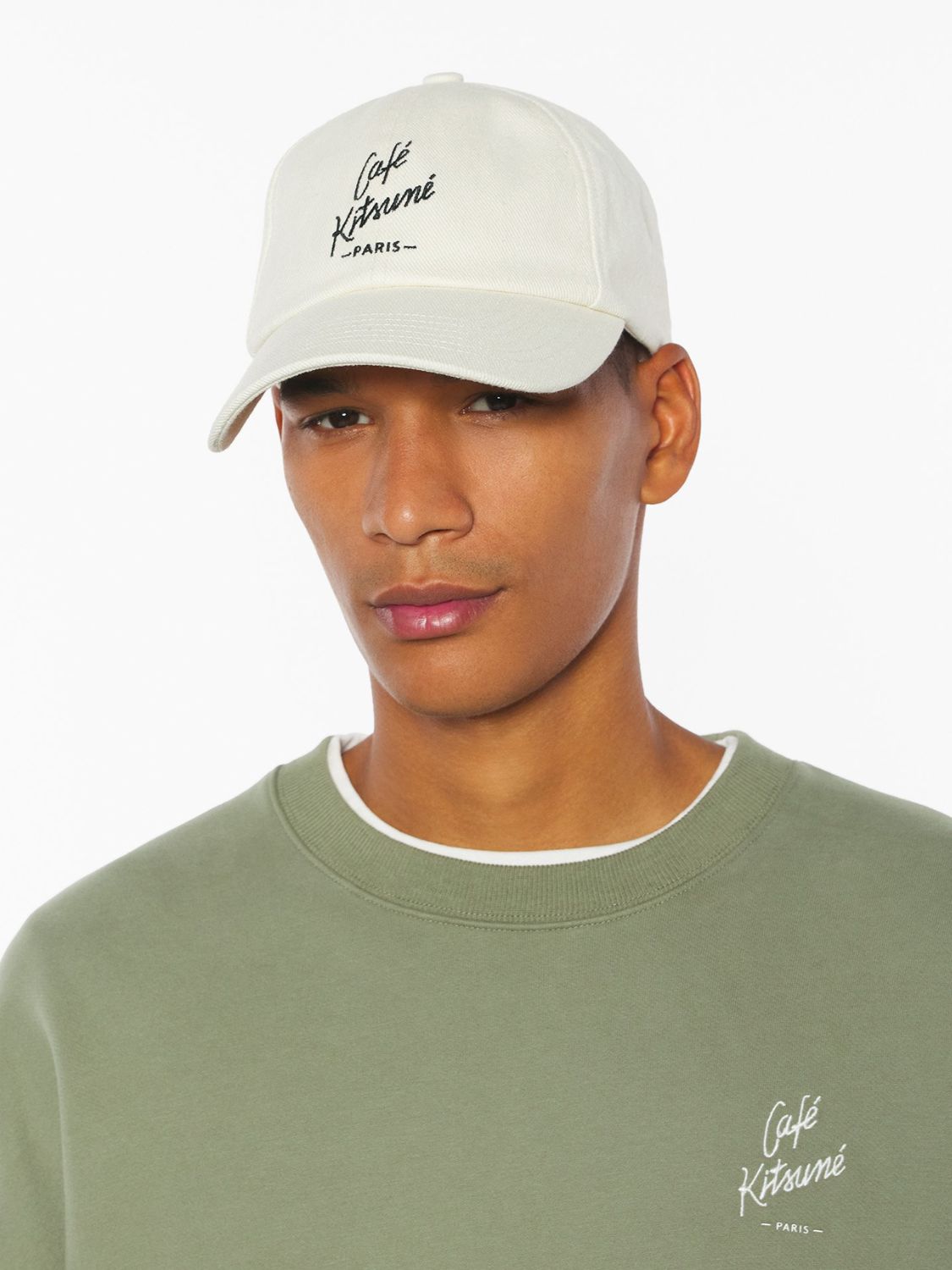 Maison Kitsune Cafe Kitsune Cap Hat Tapioca