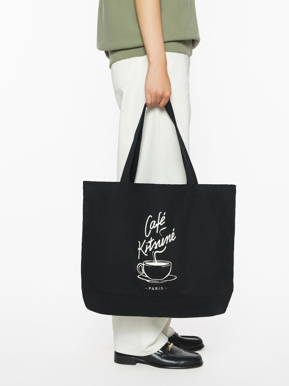 Maison Kitsune Cafe Kitsune Coffee Cup Tote Bag Black