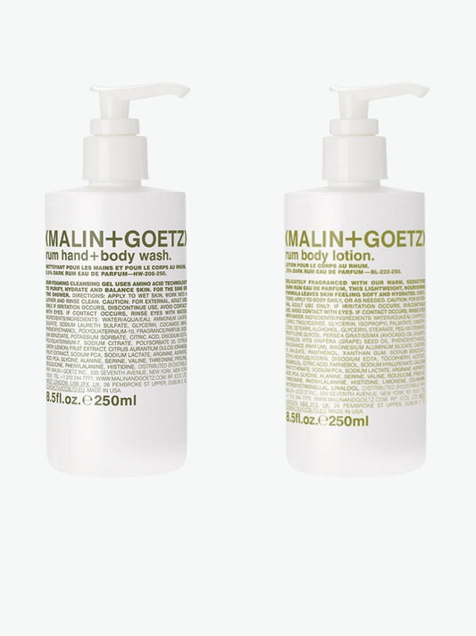 Malin + Goetz Rum Body Wash and Rum Body Lotion Set