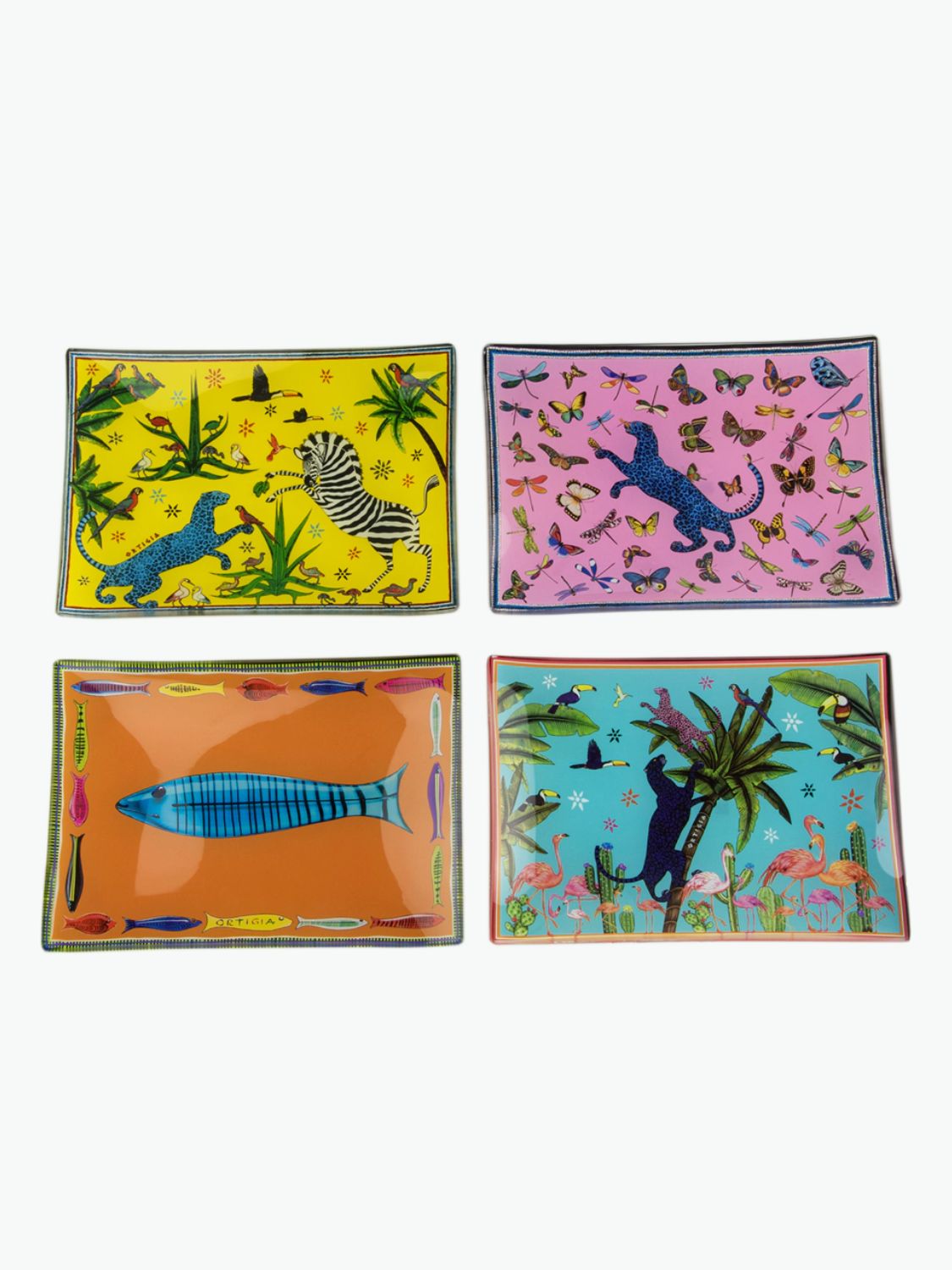 Ortigia Sicilia Tin Box Jungle with Glass Plates