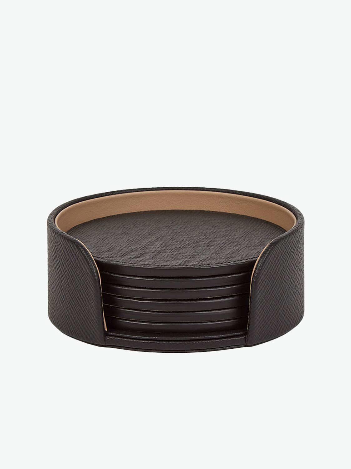 Smythson Coaster Set in Panama in Black