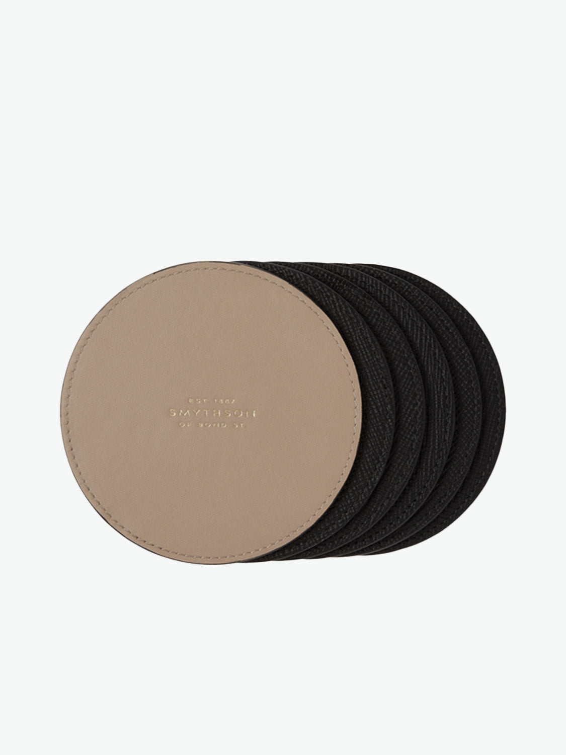 Smythson Coaster Set in Panama in Black