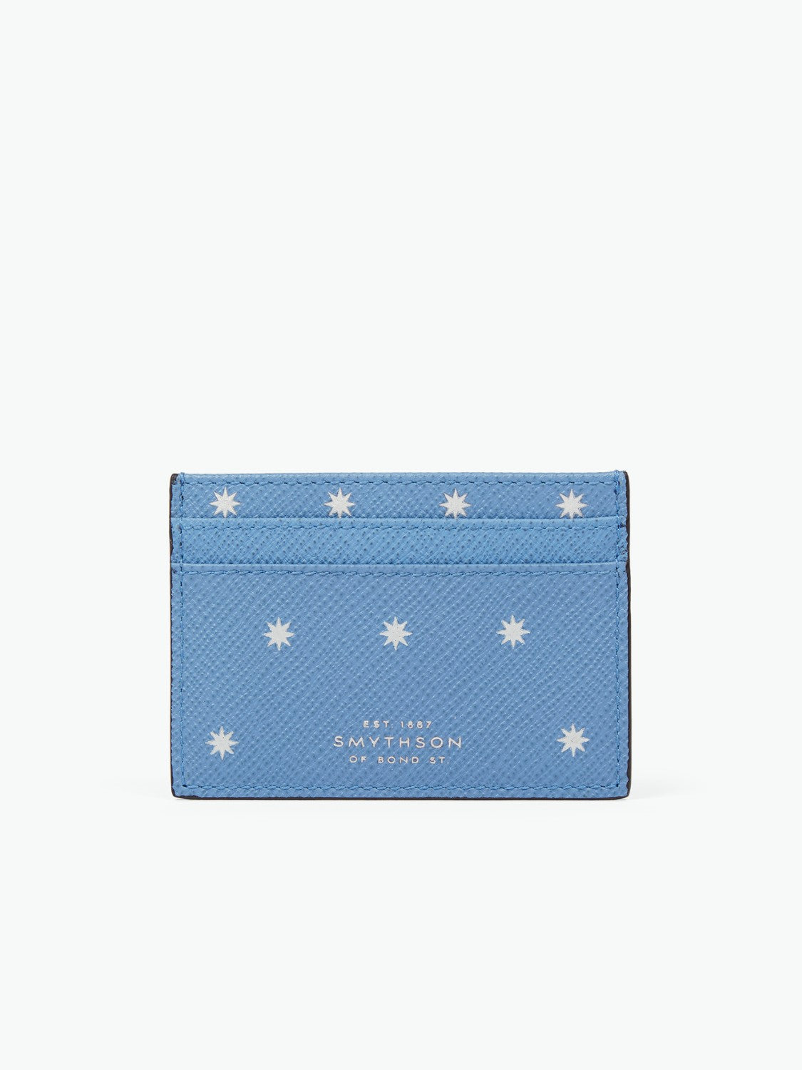 Smythson Flat Card Holder Stars Nile Blue