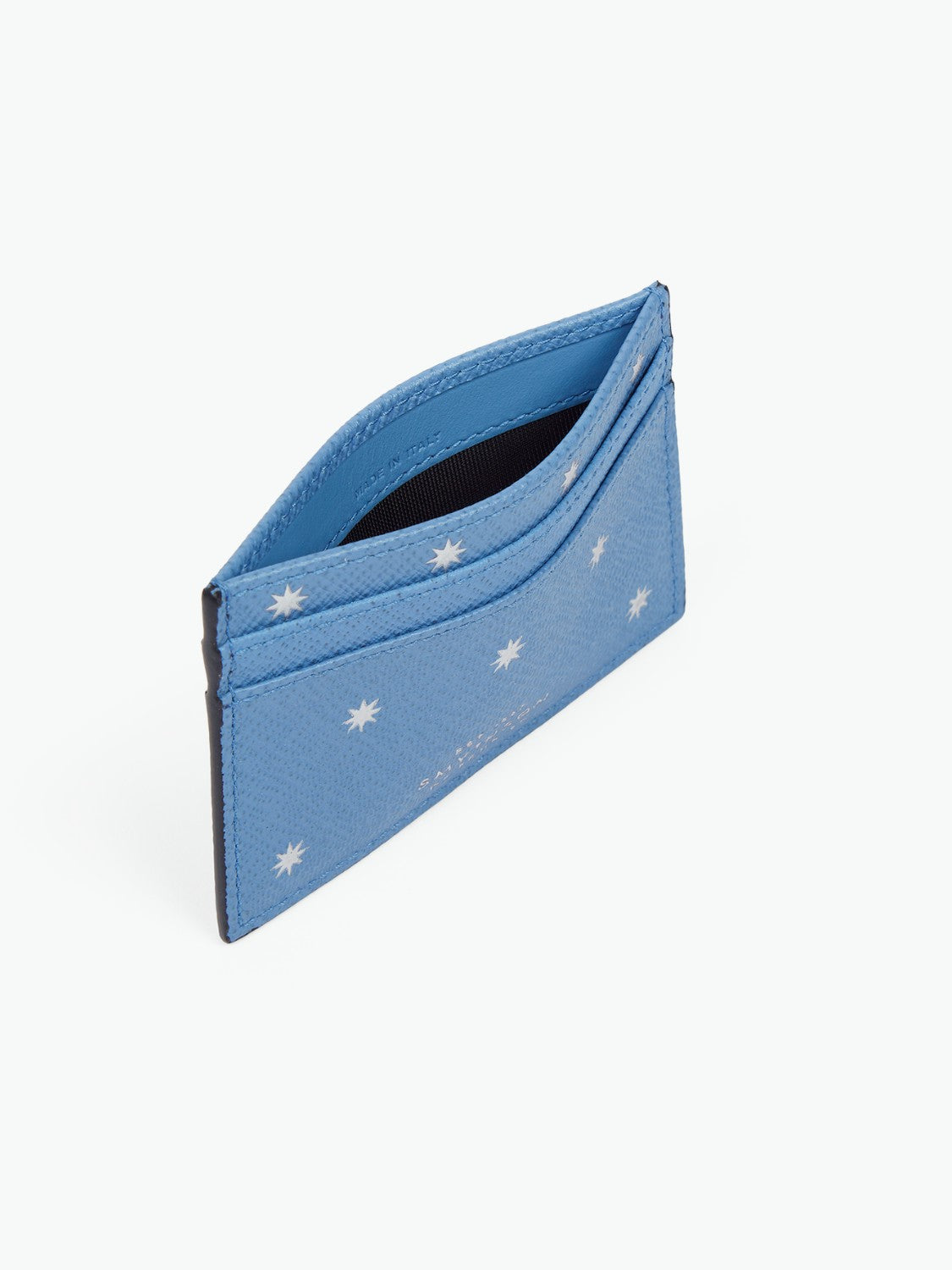 Smythson Flat Card Holder Stars Nile Blue