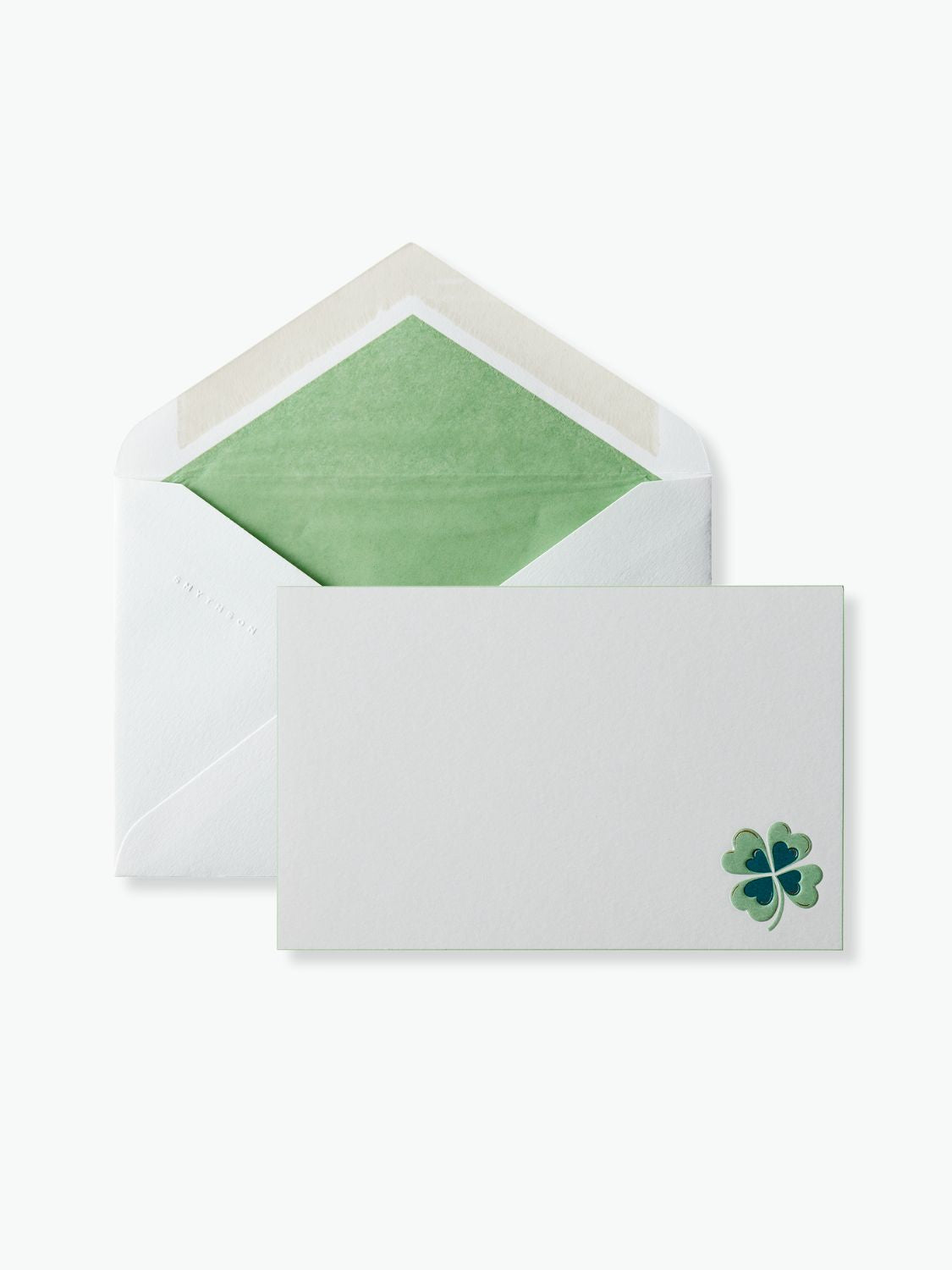 Σετ Φάκελοι Αλληλογραφίας και Κάρτες Smythson Correspondence Cards Green Four Leaf Clover