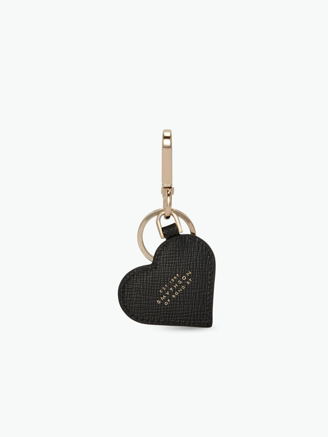 Smythson Heart Keyring in Panama Black