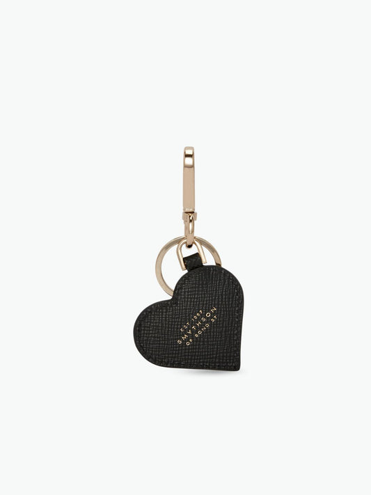Smythson Heart Keyring in Panama Black