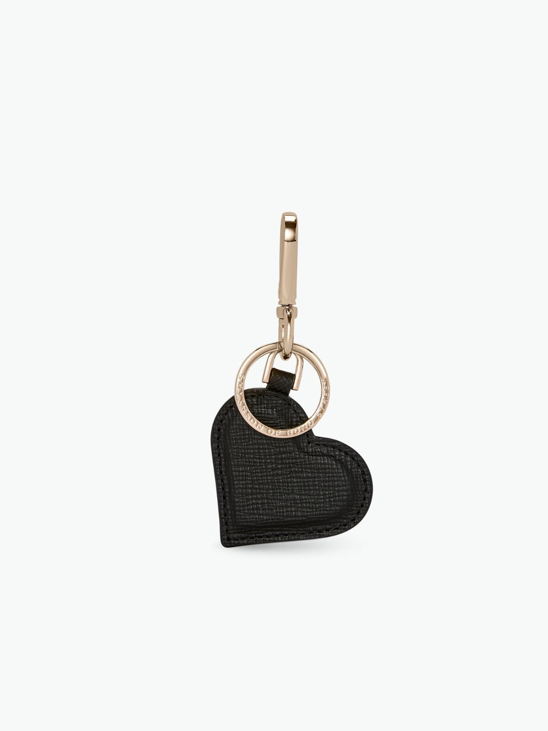 Smythson Heart Keyring in Panama Black
