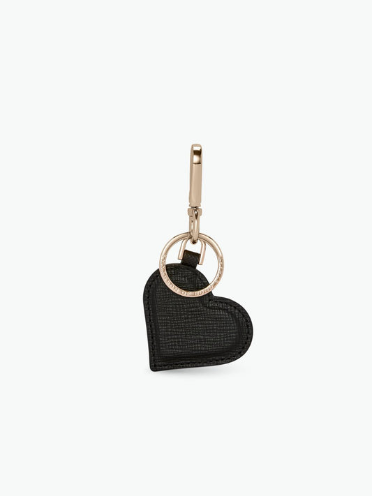 Smythson Heart Keyring in Panama Black