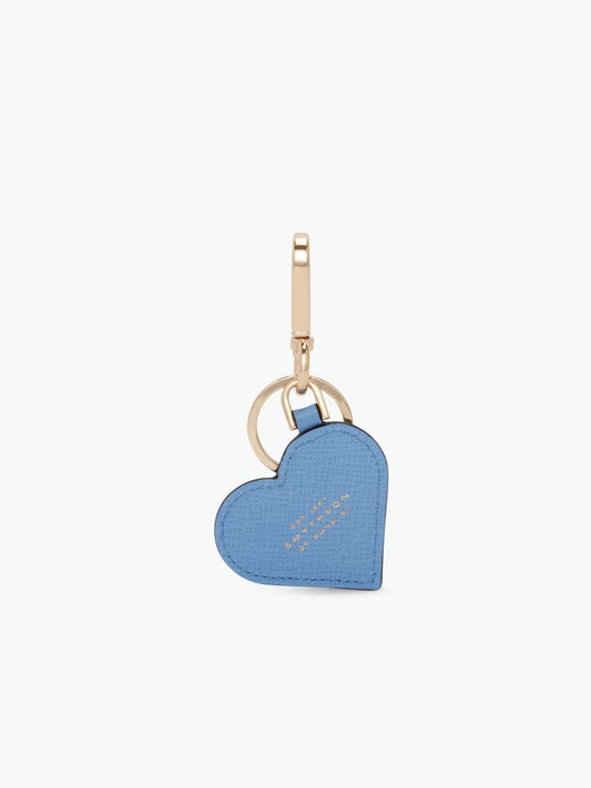 Smythson Heart Keyring in Panama Nile Blue
