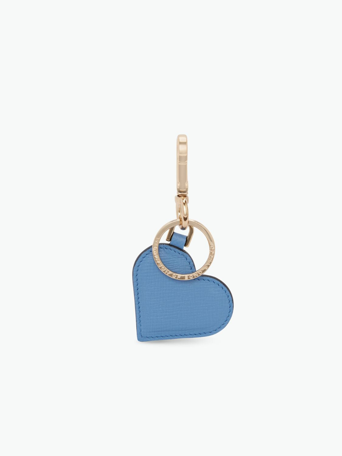 Smythson Heart Keyring in Panama Nile Blue