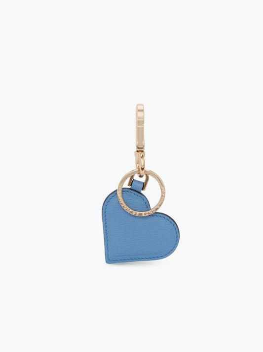 Smythson Heart Keyring in Panama Nile Blue
