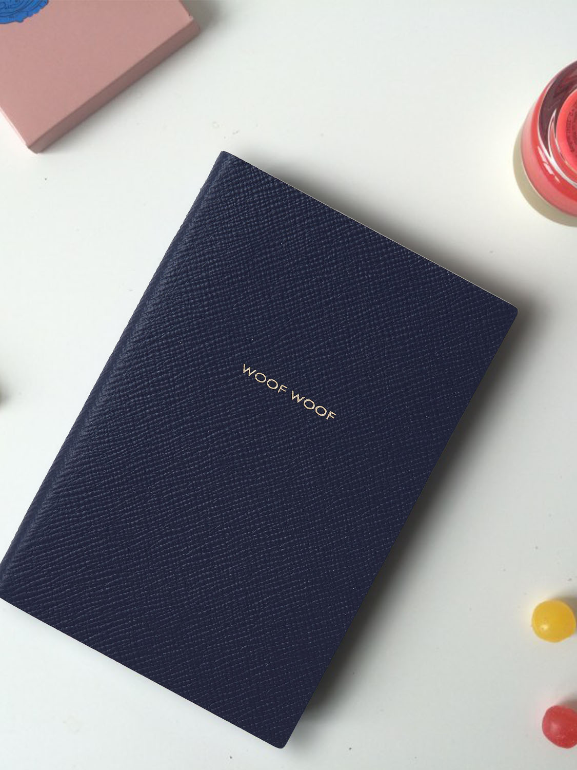 Smythson Woof Woof Chelsea Notebook in Panama Indigo
