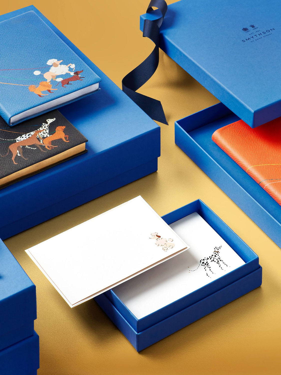 Smythson Dogs Soho Notebook in Panama Nile Blue
