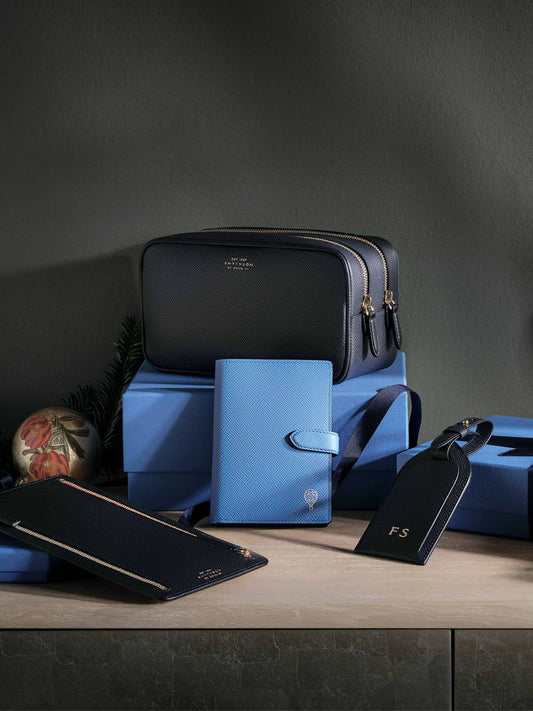 Smythson Panama Double Zip Washbag Black