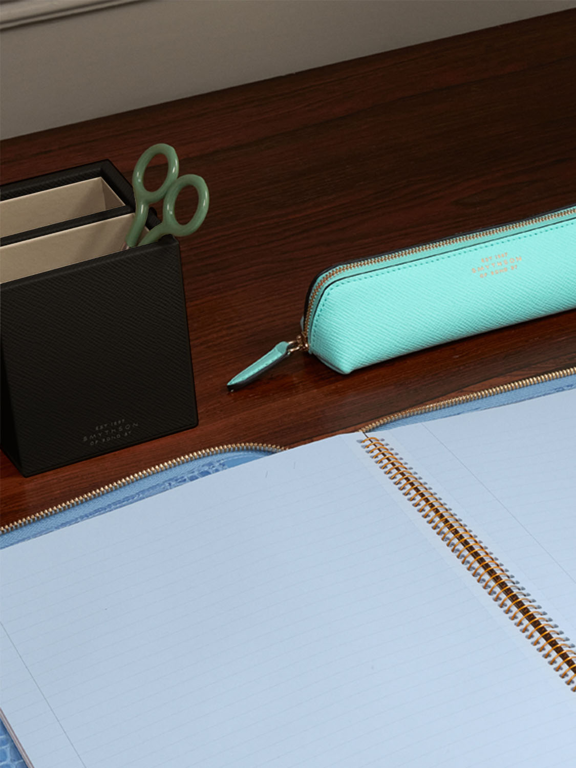 Smythson Pen Pot with Divider in Panama